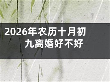 2026年农历十月初九离婚好不好