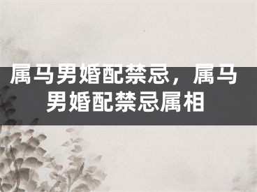属马男婚配禁忌，属马男婚配禁忌属相