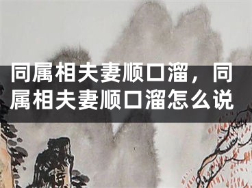 同属相夫妻顺口溜，同属相夫妻顺口溜怎么说