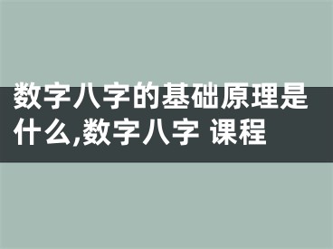 数字八字的基础原理是什么,数字八字 课程