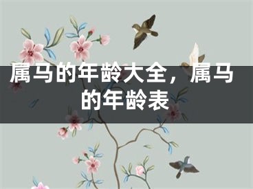 属马的年龄大全，属马的年龄表