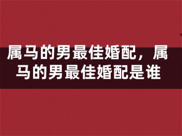 属马的男最佳婚配，属马的男最佳婚配是谁