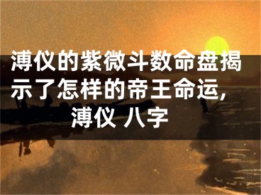 溥仪的紫微斗数命盘揭示了怎样的帝王命运,溥仪 八字