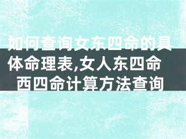 如何查询女东四命的具体命理表,女人东四命西四命计算方法查询