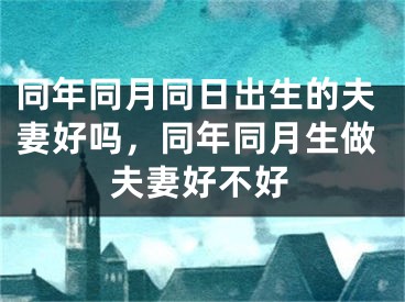 同年同月同日出生的夫妻好吗，同年同月生做夫妻好不好