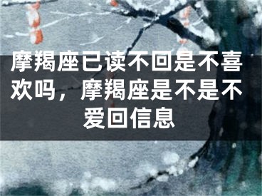 摩羯座已读不回是不喜欢吗，摩羯座是不是不爱回信息