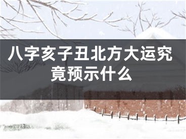 八字亥子丑北方大运究竟预示什么