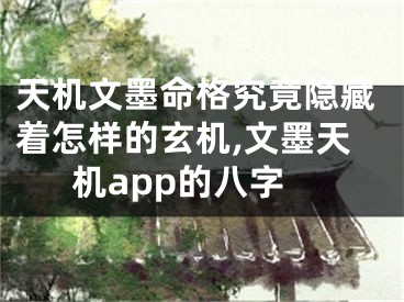 天机文墨命格究竟隐藏着怎样的玄机,文墨天机app的八字