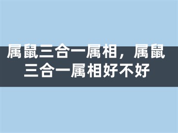 属鼠三合一属相，属鼠三合一属相好不好