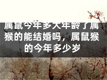 属鼠今年多大年龄了属猴的能结婚吗，属鼠猴的今年多少岁