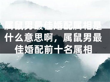 属鼠男最佳婚配属相是什么意思啊，属鼠男最佳婚配前十名属相
