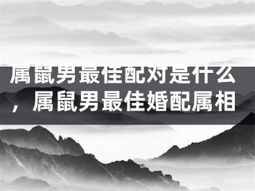 属鼠男最佳配对是什么，属鼠男最佳婚配属相