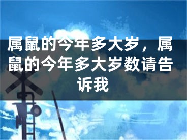 属鼠的今年多大岁，属鼠的今年多大岁数请告诉我