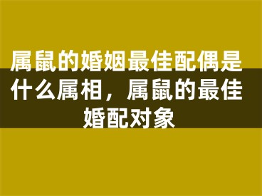属鼠的婚姻最佳配偶是什么属相，属鼠的最佳婚配对象