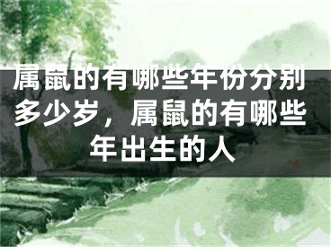 属鼠的有哪些年份分别多少岁，属鼠的有哪些年出生的人