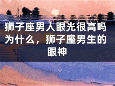 狮子座男人眼光很高吗为什么，狮子座男生的眼神
