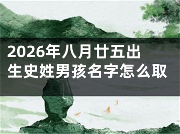 2026年八月廿五出生史姓男孩名字怎么取