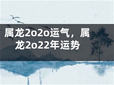 属龙2o2o运气，属龙2o22年运势