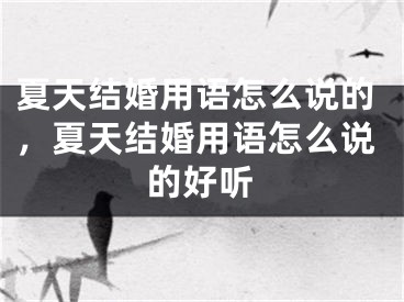 夏天结婚用语怎么说的，夏天结婚用语怎么说的好听