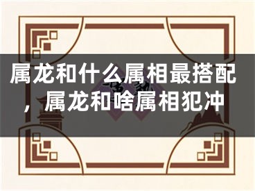 属龙和什么属相最搭配,属龙和啥属相犯冲