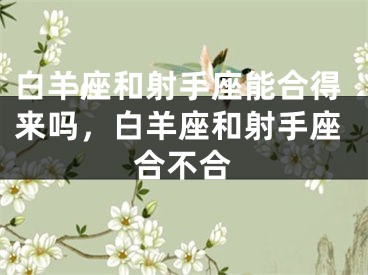 白羊座和射手座能合得来吗，白羊座和射手座合不合
