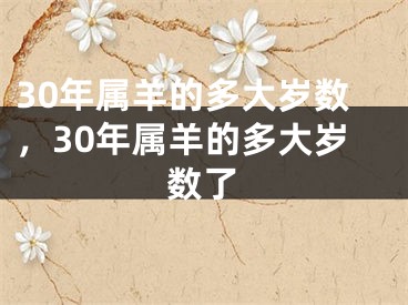 30年属羊的多大岁数,30年属羊的多大岁数了