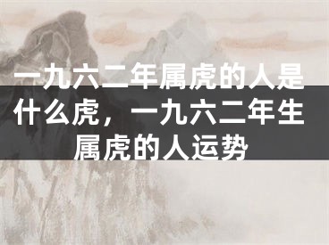 一九六二年属虎的人是什么虎，一九六二年生属虎的人运势