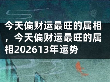 今天偏财运最旺的属相，今天偏财运最旺的属相202613年运势
